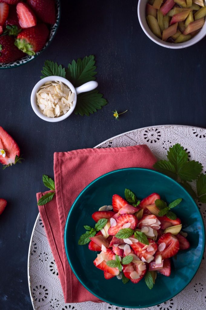 rhubarb and strawberry salad