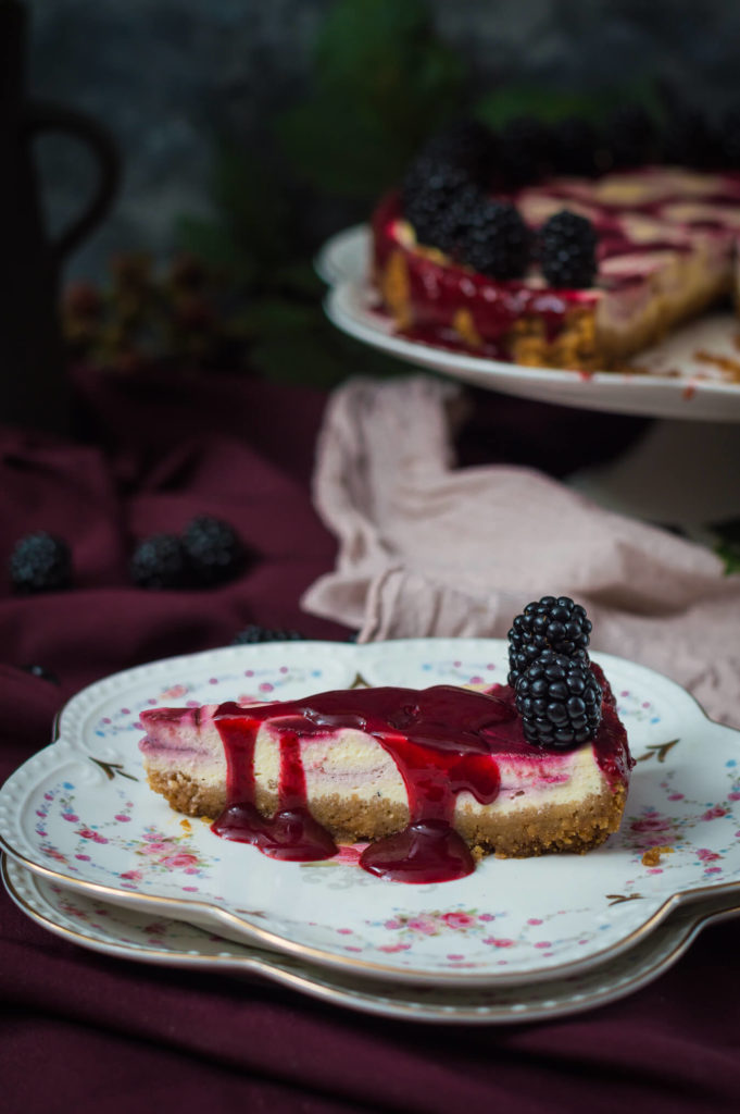 blackberry swirled cheesecake