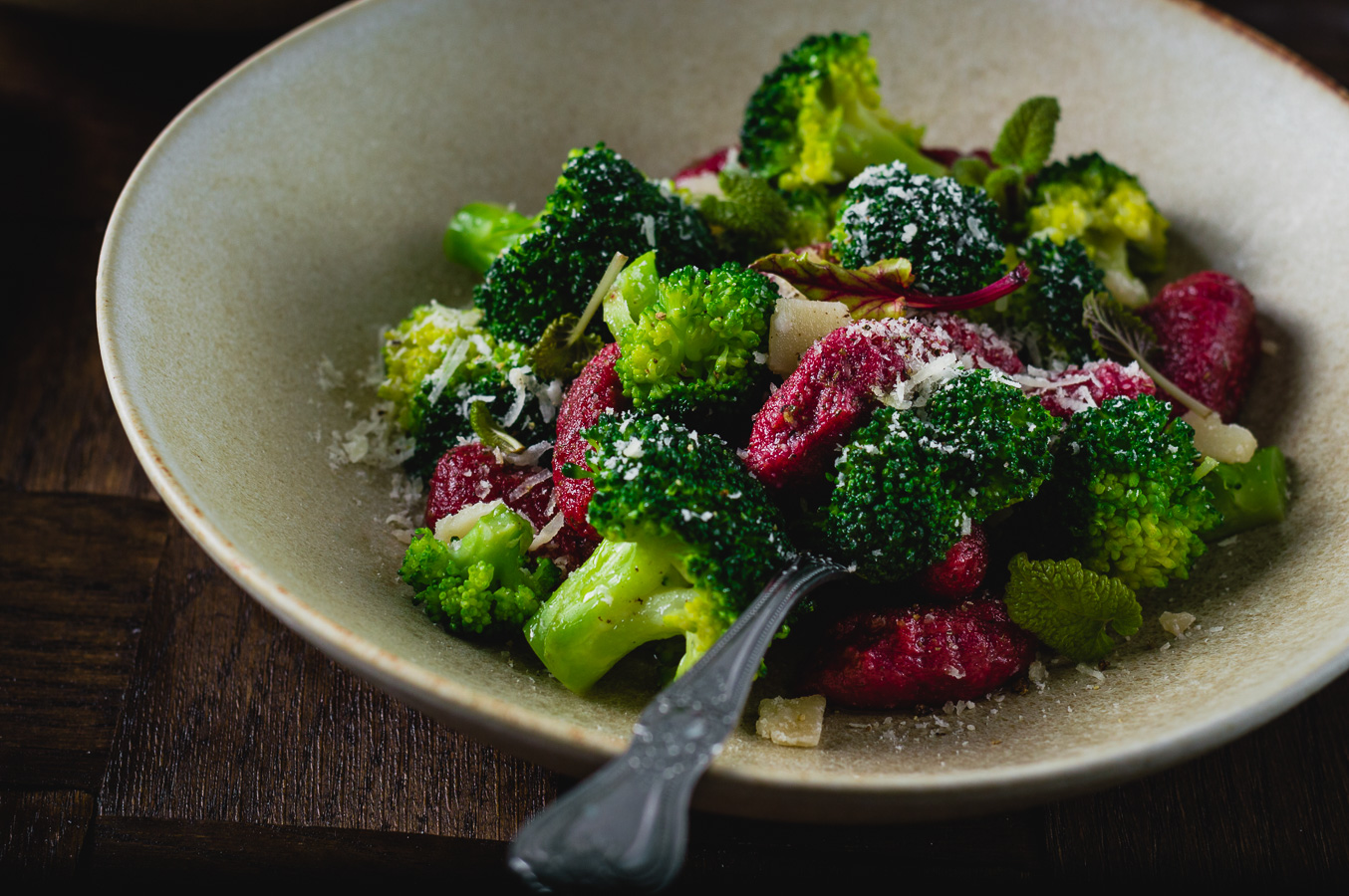 beetroot gnocchi with brown butter sauce