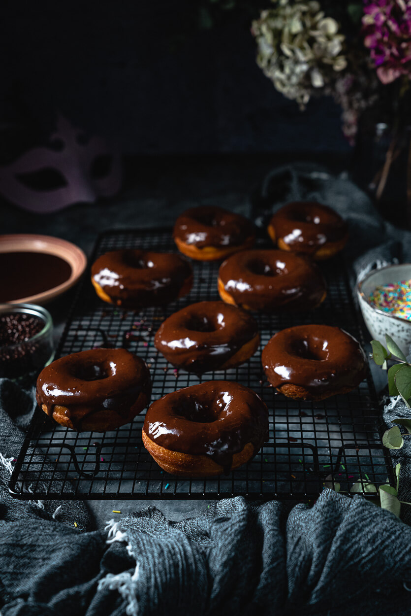 Delicious Chocolate Glazed Yeast Donuts Food and Mood