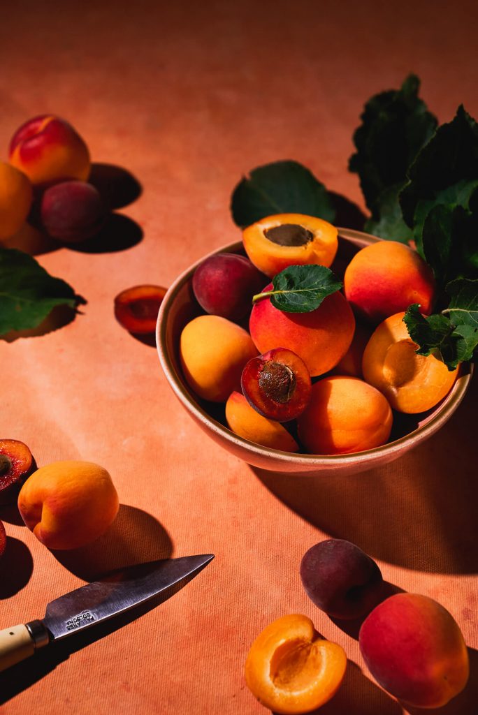 three types of fresh apricots