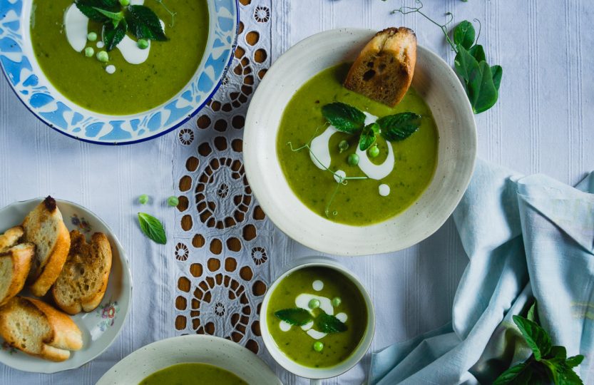 creamy pea and mint soup