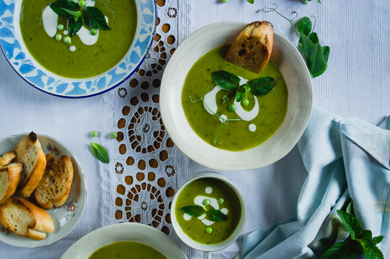 creamy pea and mint soup