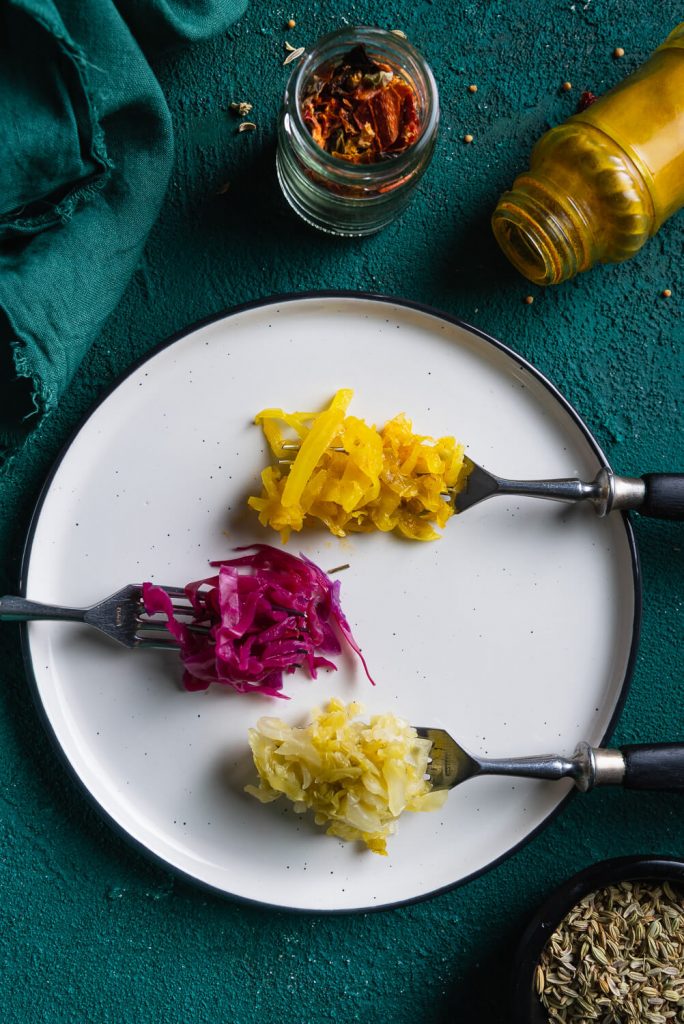three types of sauerkraut: classic, funky and hot & spicy