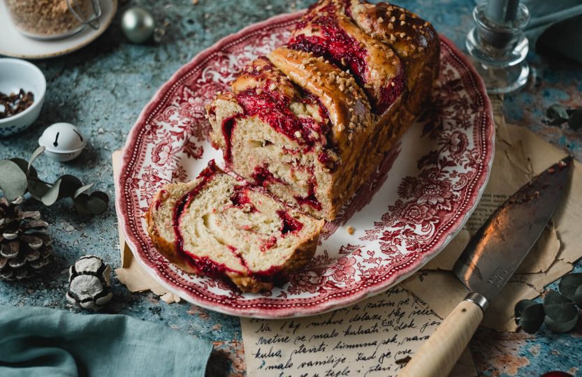 raspberry brioche babka