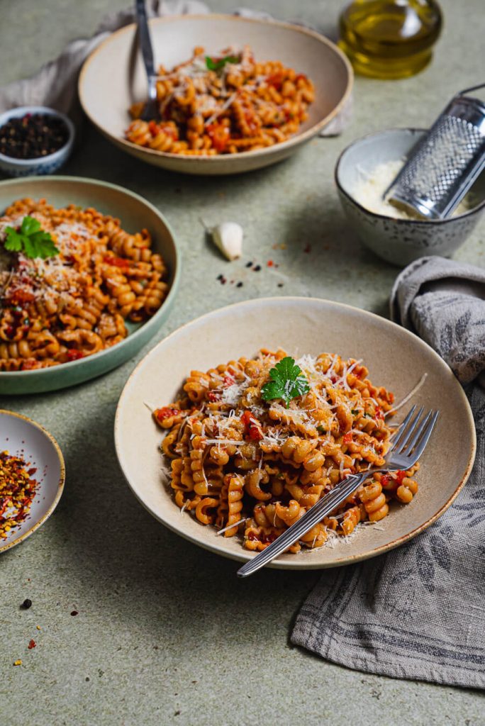 whole wheat pasta arrabbiata