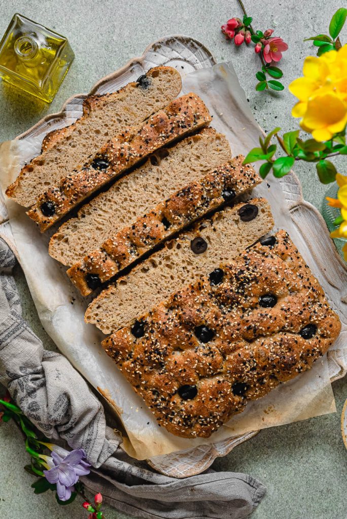 no-knead overnight whole wheat focaccia - crumb texture