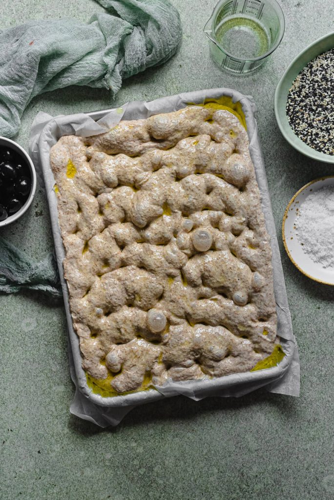 whole wheat focaccia with olive oil, without any additional topping