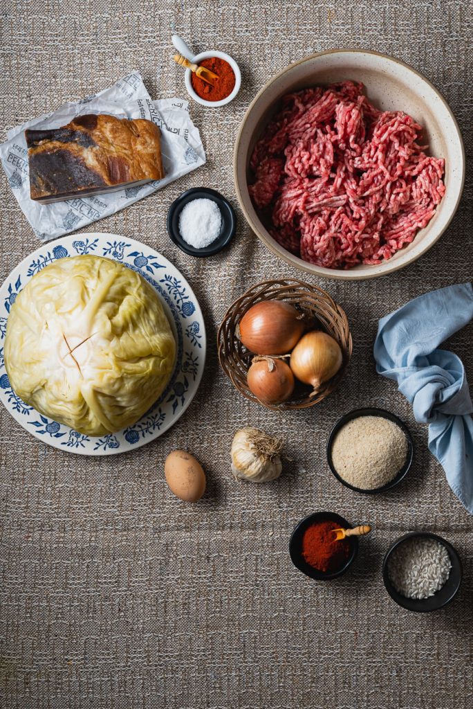 ingredients for making sarma cabbage rolls