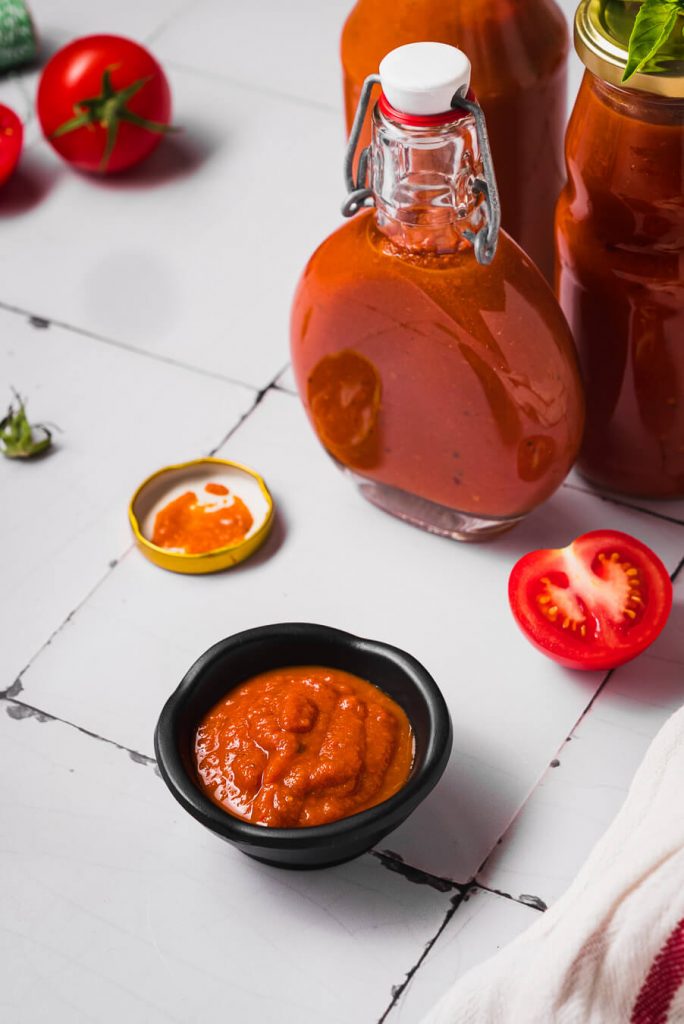 the texture and looks of homemade ketchup made from fresh tomatoes