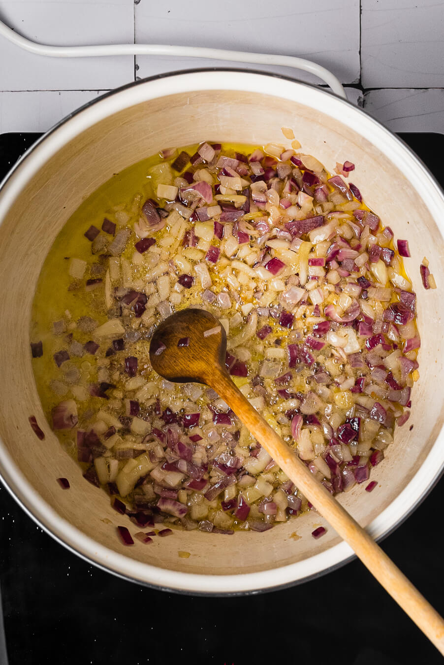 sauteing the onions