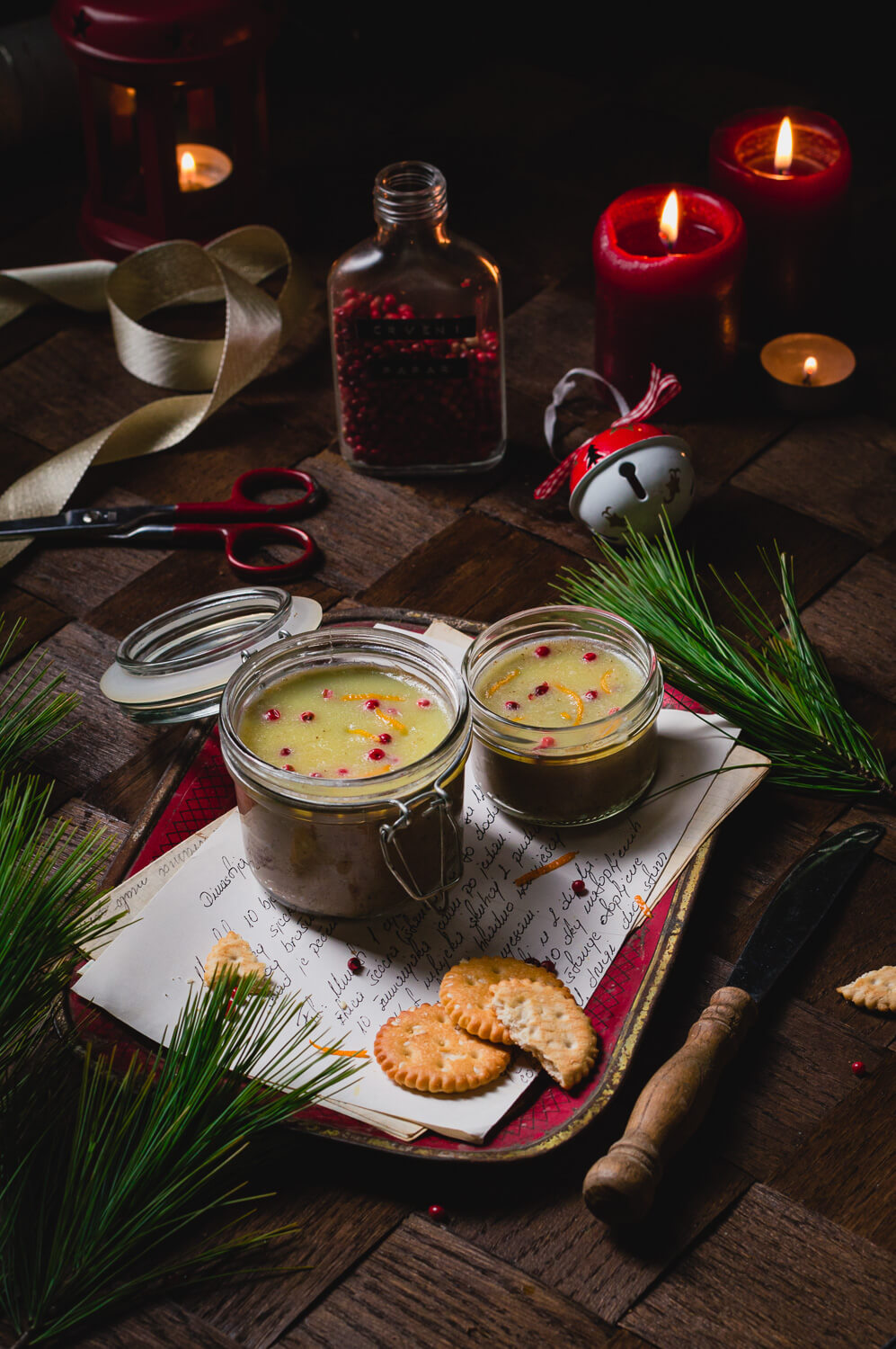 chicken liver pate packed as a Christmas gift