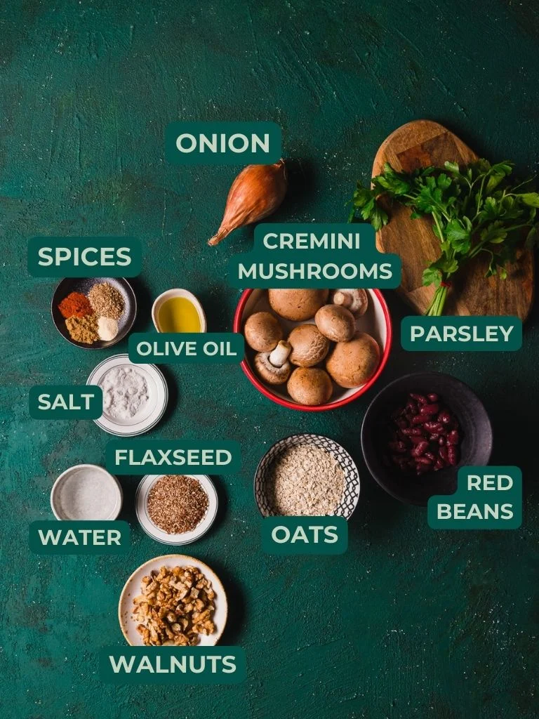 ingredients necessary for making vegan mushrooms patties