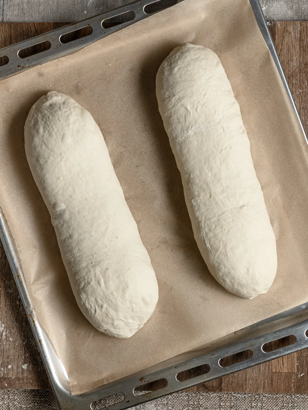 two loaves of bread before second rise