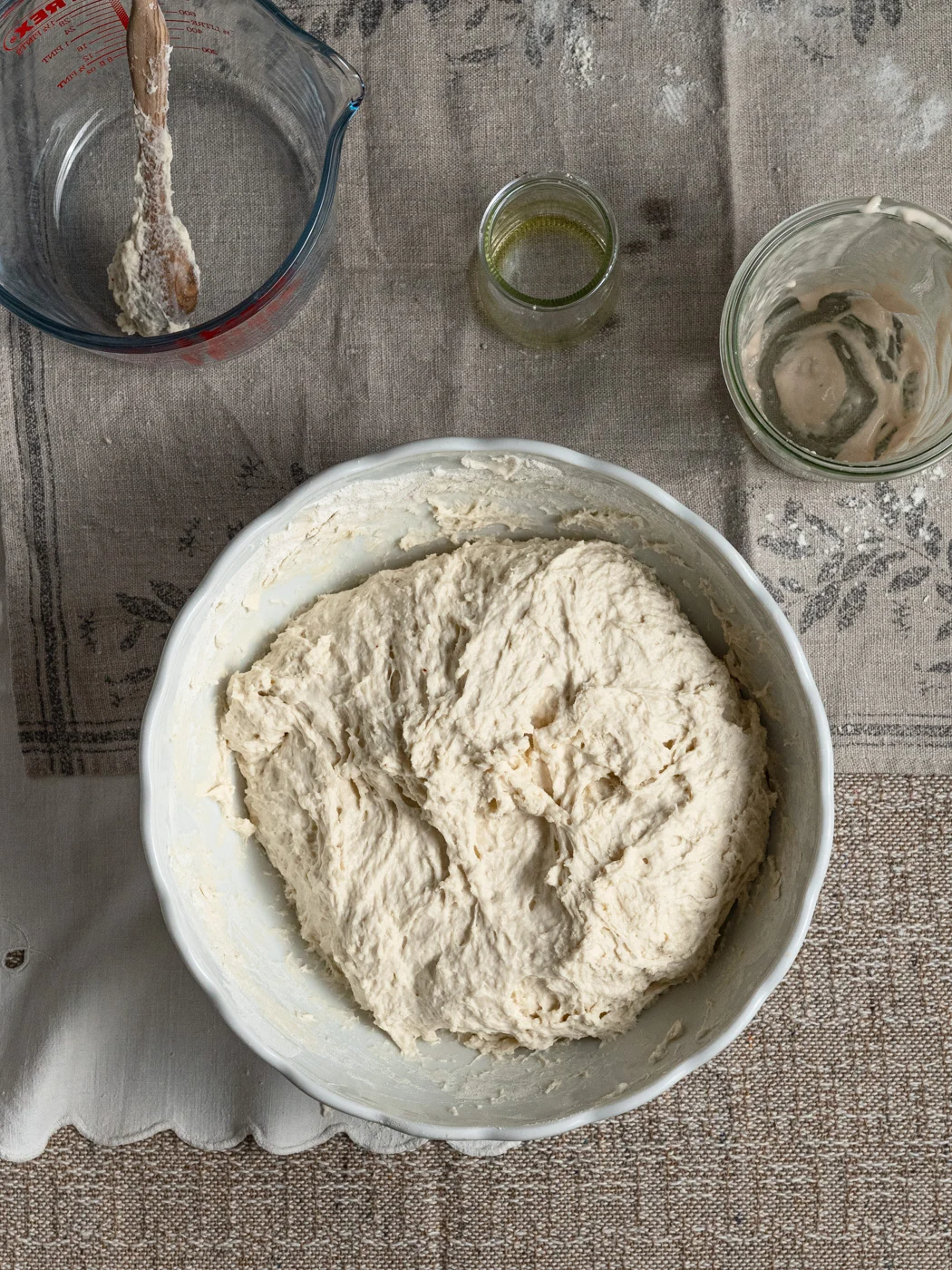 sticky bread dough, ready for some resting