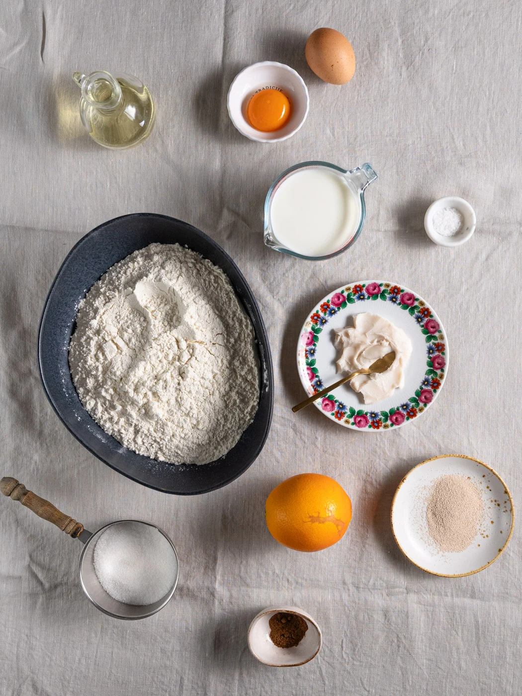 ingredients for poppy seed and walnut roll