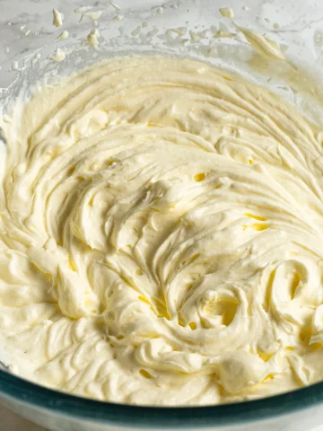 frosting in a glass bowl