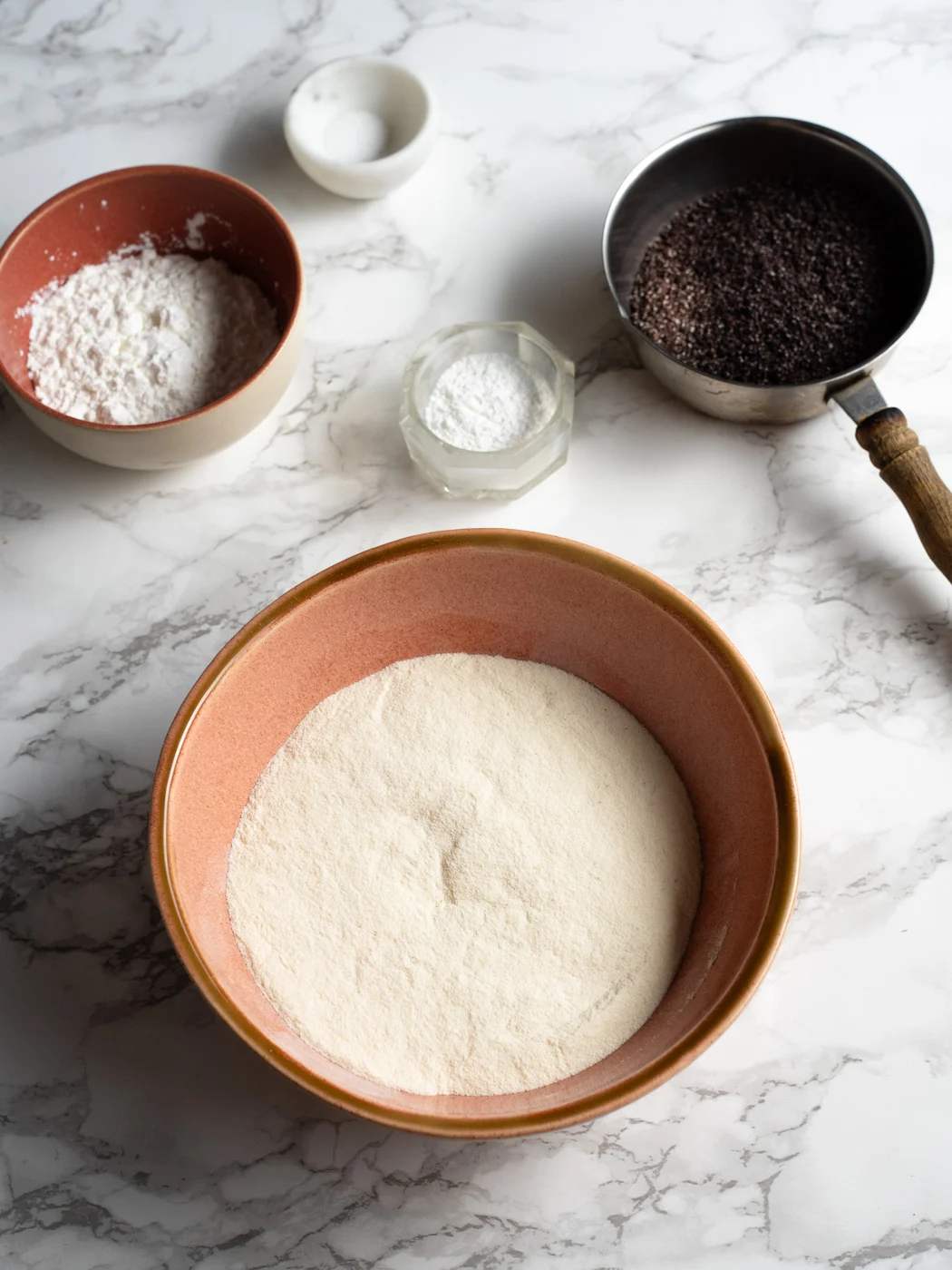 flour, cornstarch, poppy seeds and baking powder assorted