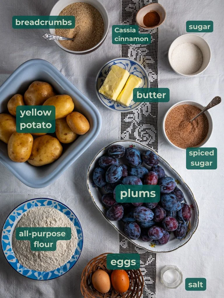 ingredients needed to make potato plum dumplings