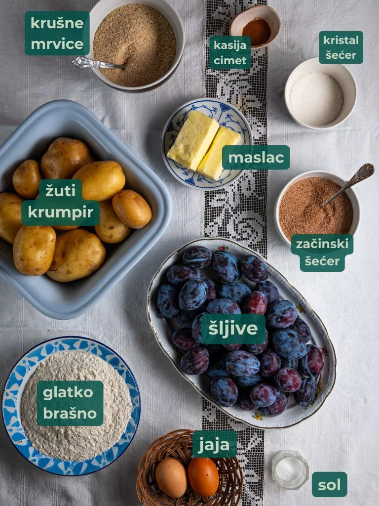 potrebni sastojci za knedle od sljiva
