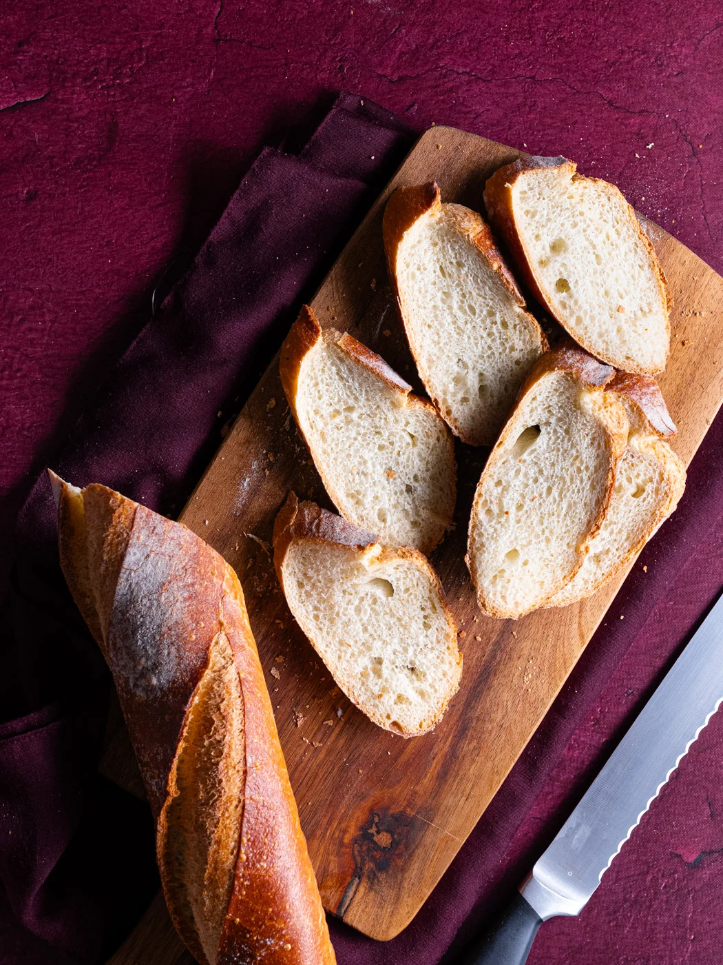 sliced baguette for making crispy crostini